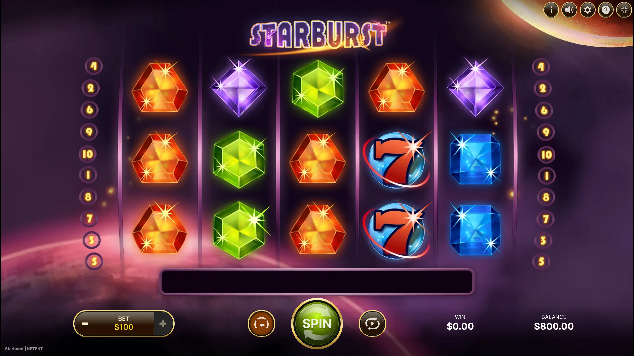 Starburst slot